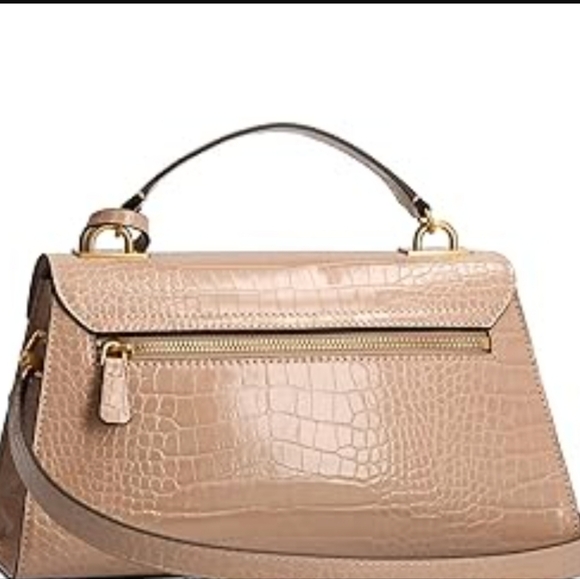 Guess Tan Satchel with Crocodile Texture and Gold Hardware - Picture 3 of 4